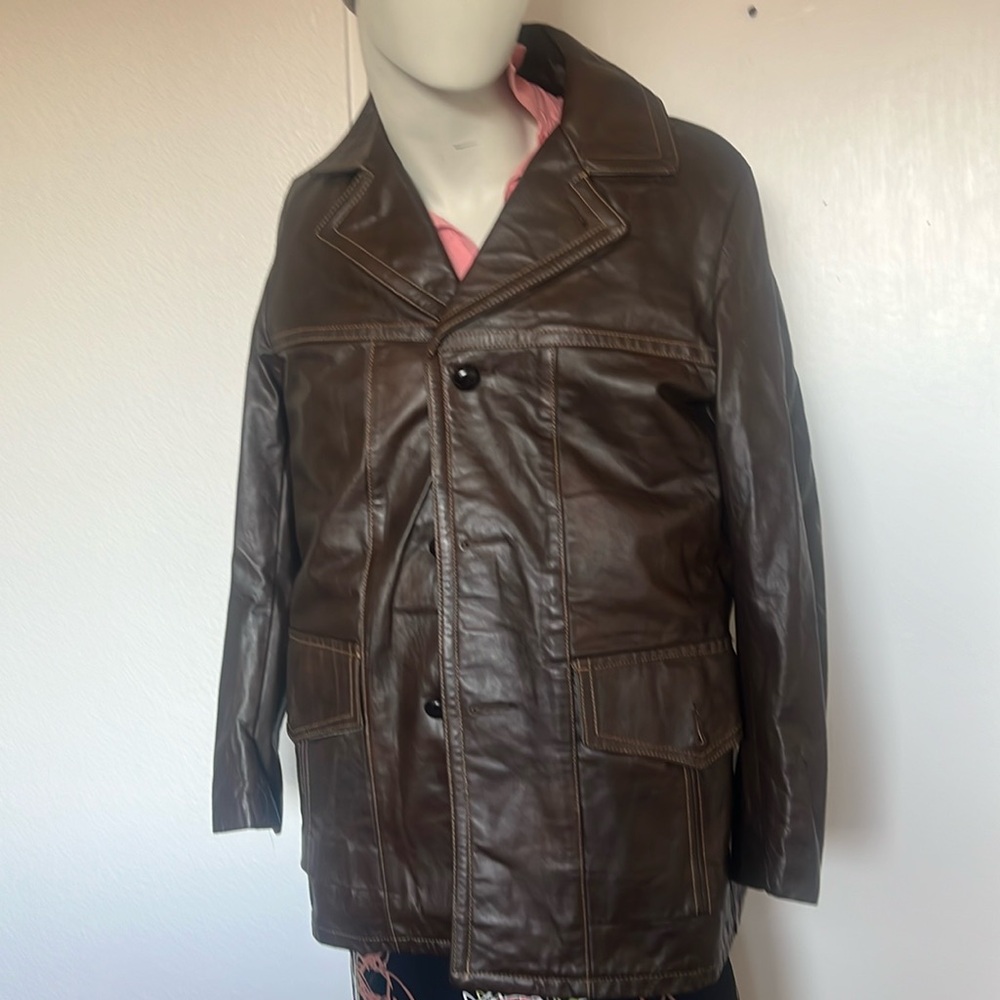 Vintage Kurland Men's Brown jacket Leather removible Insulated EUC size Large